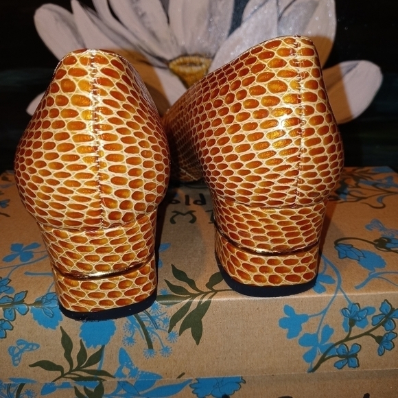 Vintage Selby bamboo yellow snakeskin shoe 5.5 - Picture 8 of 11